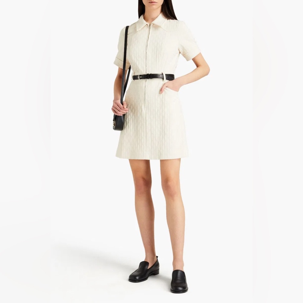 Sandro Sabine Double S Jacquard Dress in Ecru — French Size 40 (US 8)